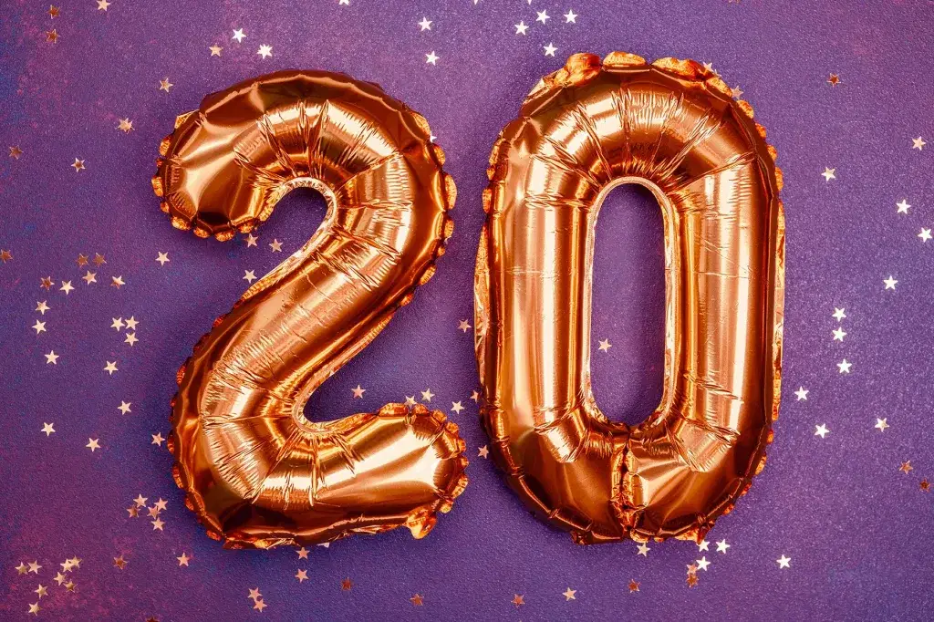 The number 20 in balloons