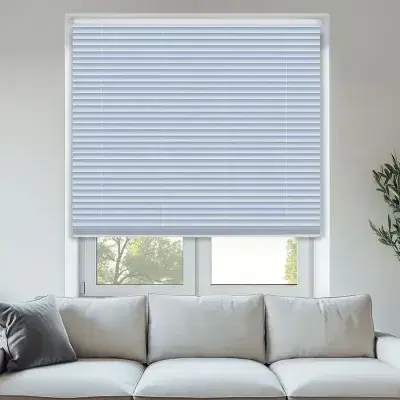 Blue pleated cellular blind
