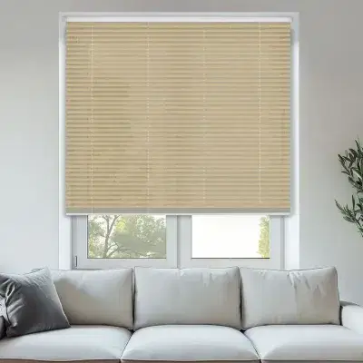 Yellow pleated cellular blind
