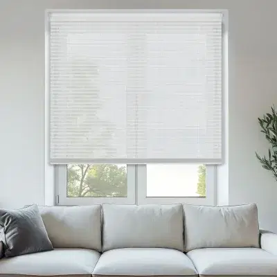 Sheer white pleated blind