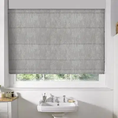 Grey roman blinds in a bathroom