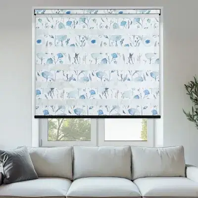 Blue Floral image of day and night blinds