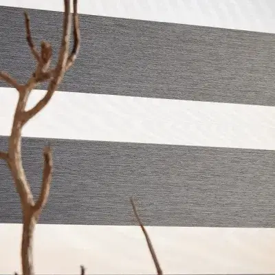 Black and white striped vision blinds